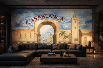 Canapé d’angle en cuir noir avec coussins de jeté marron foncé