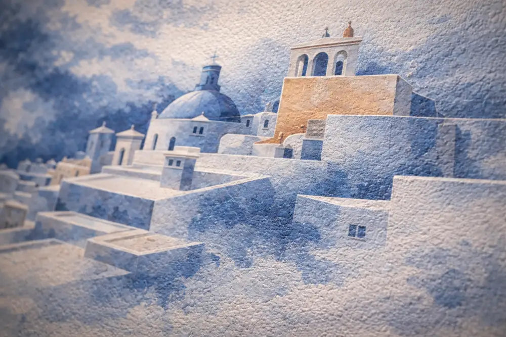 Papier Peint Panoramique Chefchaouen Bleu Aquarelle – Fresque Murale Luxe