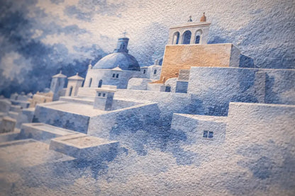 Papier Peint Panoramique Chefchaouen Bleu Aquarelle – Fresque Murale Luxe