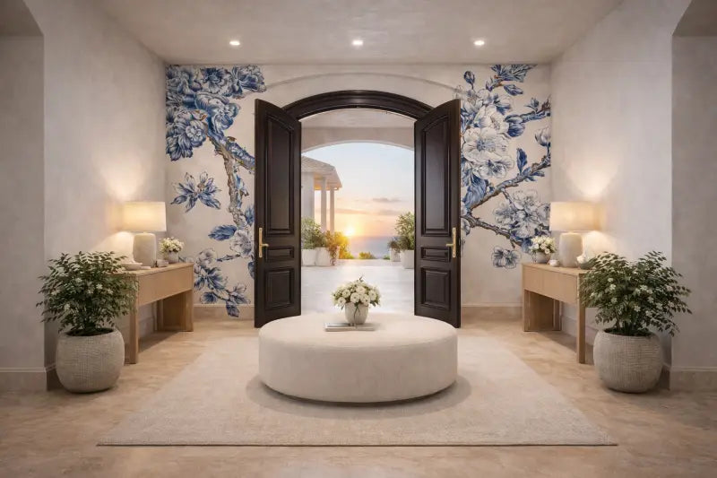 Ottomane circulaire blanche avec rembourrage doux et design minimaliste.