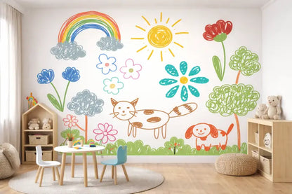 Papier Peint Panoramique Enfant: Le Jardin des Rêves - Premium 173g/m² (Pré-encollé) - papier peints