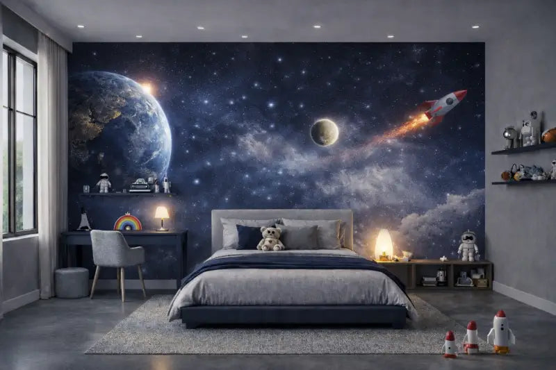 Papier Peint Panoramique Espace: L’Odyssée Spatiale | Pixara - Premium 173g/m² (Pré-encollé) - papier peints