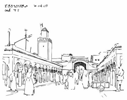 Papier Peint Panoramique Essaouira Noir & Blanc Premium | Pixara