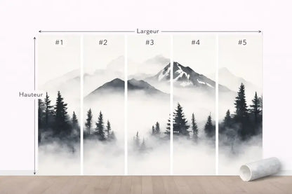 Papier Peint Panoramique Forêt Brumeuse | Mur d’Accent Nature - PIXARA - papier peints