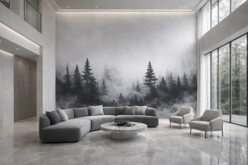 Canapé sectionnel gris avec coussins moelleux et un design moderne et minimaliste.