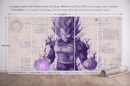 Papier Peint Panoramique Guerrier Aura Électrique | Mur d’Accent Manga - PIXARA - papier peints