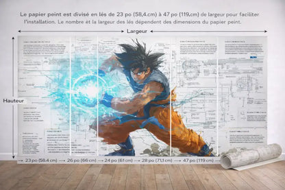 Papier Peint Panoramique Guerrier Énergie Explosive | Mur d’Accent Manga - PIXARA - papier peints