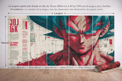 Papier Peint Panoramique Guerrier Saiyan Explosif | Mur d’Accent Gaming - PIXARA - papier peints