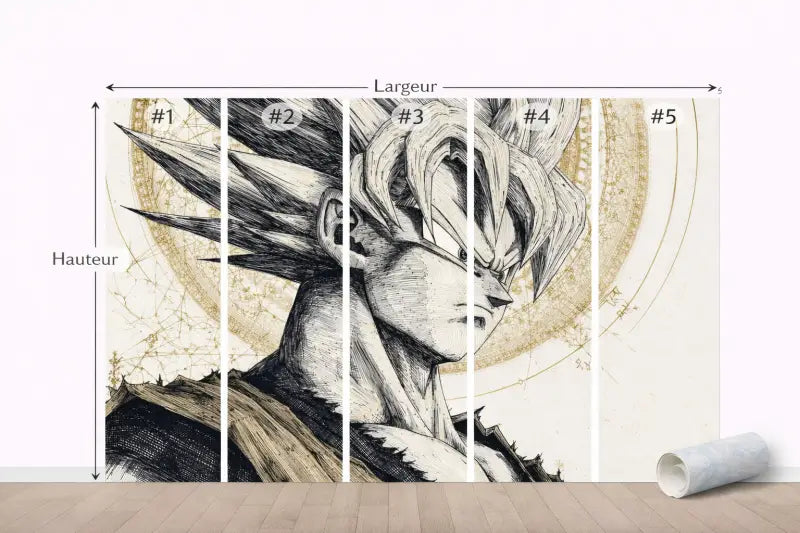 Papier Peint Panoramique Guerrier Saiyan | Mur d’Accent Gaming - PIXARA - papier peints
