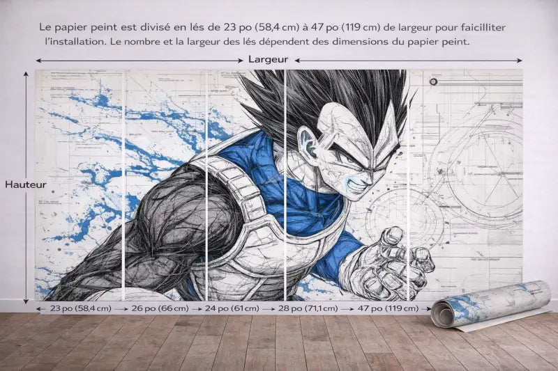 Papier Peint Panoramique Guerrier Saiyan Premium | Mur d’Accent Manga - PIXARA - papier peints