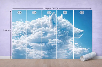 Papier Peint Panoramique Loup dans les Nuages | Mur d’Accent Chambre Ado - PIXARA - papier peints
