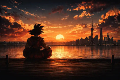 Papier Peint Panoramique Manga: Goku Contemplation - papier peints