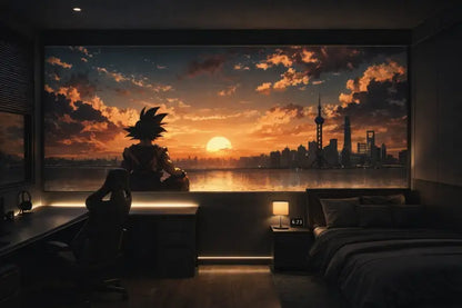 Papier Peint Panoramique Manga: Goku Contemplation - papier peints