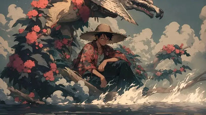 Papier Peint Panoramique Manga: Luffy & Dragon Spirit - Essential 150g/m² (à encoller) - papier peints