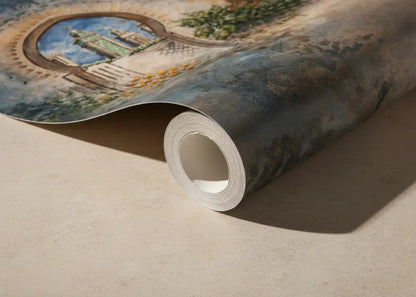 Papier Peint Panoramique Maroc – Bab Boujloud Aquarelle Bleu Fès