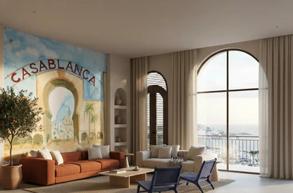 Papier Peint Panoramique Maroc – Casablanca Aquarelle Iconique