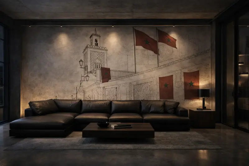 Canapé d’angle en cuir noir avec un design moderne épuré et des coussins moelleux.