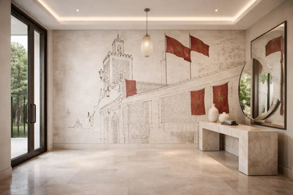 Papier Peint Panoramique Maroc Rouge Premium | Pixara