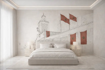 Papier Peint Panoramique Maroc Rouge Premium | Pixara