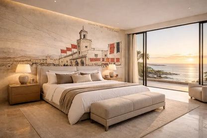 Papier Peint Panoramique Marrakech Croquis Rouge Signature – Collector Premium