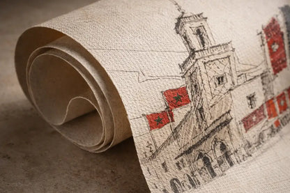 Papier Peint Panoramique Marrakech Croquis Rouge Signature – Collector Premium