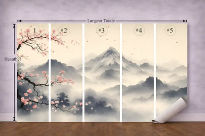 Papier Peint Panoramique Montagnes Brumeuses | Mur d’Accent Paysage - PIXARA - papier peints