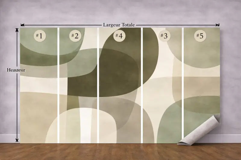 Papier Peint Panoramique Olive Minéral | Mur d’Accent Salon - PIXARA - papier peints