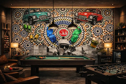 Papier Peint Panoramique Pop-Art Marocain: Stop & Tea - papier peints