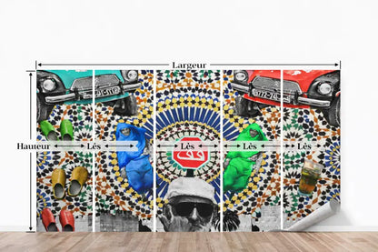 Papier Peint Panoramique Pop-Art Marocain: Stop & Tea - papier peints