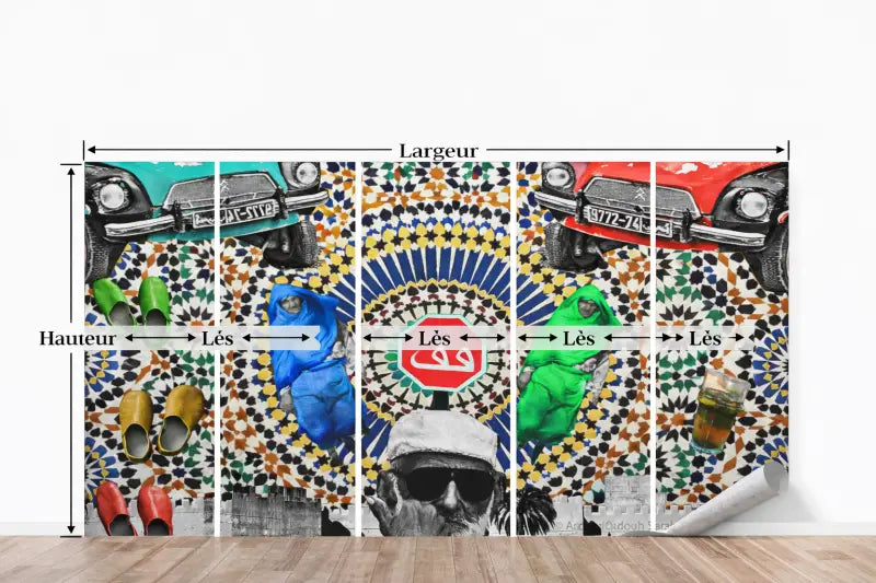 Papier Peint Panoramique Pop-Art Marocain: Stop & Tea - papier peints