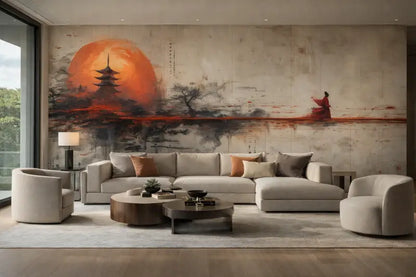 Un canapé d’angle beige minimaliste avec un design moderne et épuré et un rembourrage moelleux.