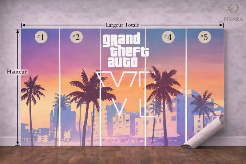 Papier Peint Panoramique Sunset Néon Rétro | Mur d’Accent Pop Art - PIXARA - papier peints