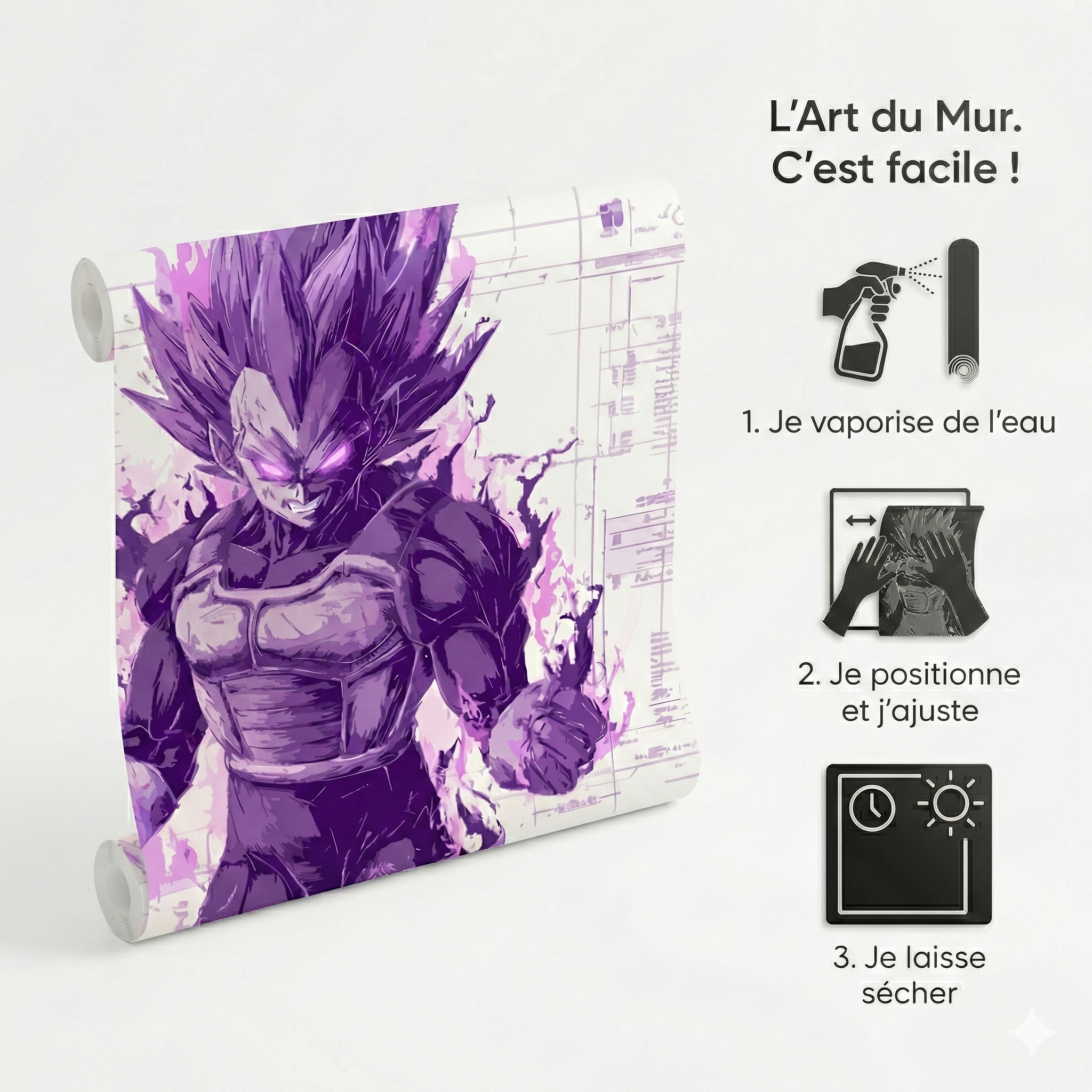 Papier Peint Panoramique Vegeta Dragon Ball Z – Décoration Murale Grand Format Pré-encollée - papier peints