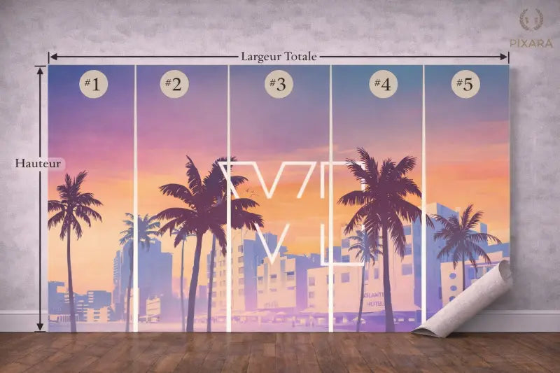 Papier Peint Panoramique Vice City Sunset | Mur d’Accent Pop Art - PIXARA - papier peints