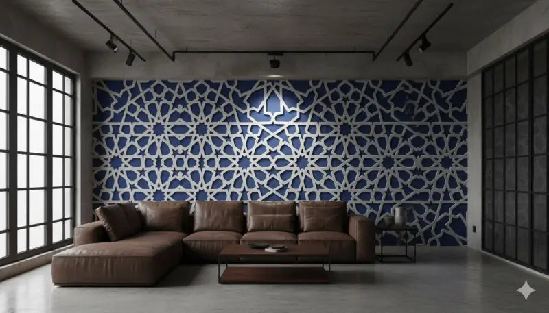 Canapé d’angle en cuir marron avec un design moderne et minimaliste.