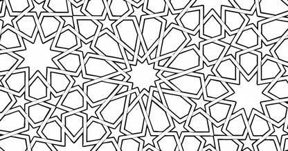 Page à colorier avec motif d’étoile géométrique en noir et blanc.