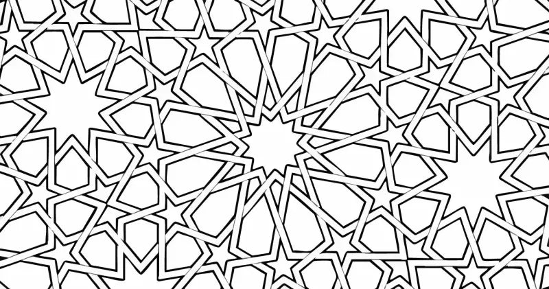 Page à colorier avec motif d’étoile géométrique en noir et blanc.