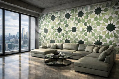 Canapé d’angle gris avec coussins moelleux et un design moderne et minimaliste.