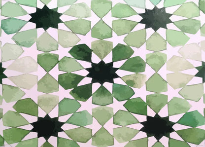 Design de carrelage à motif géométrique vert et noir.