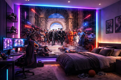 Papier Peint Panoramique Zen: Soleil Rouge & Barque - papier peints