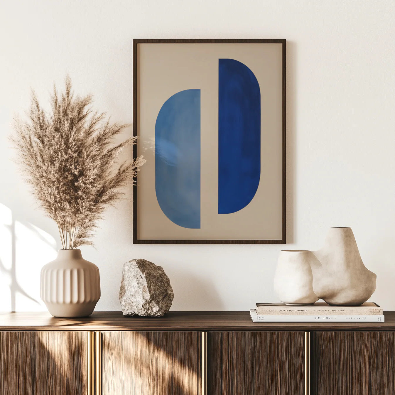 Affiche abstraite bleue minimaliste – Décoration murale contemporaine | Pixara