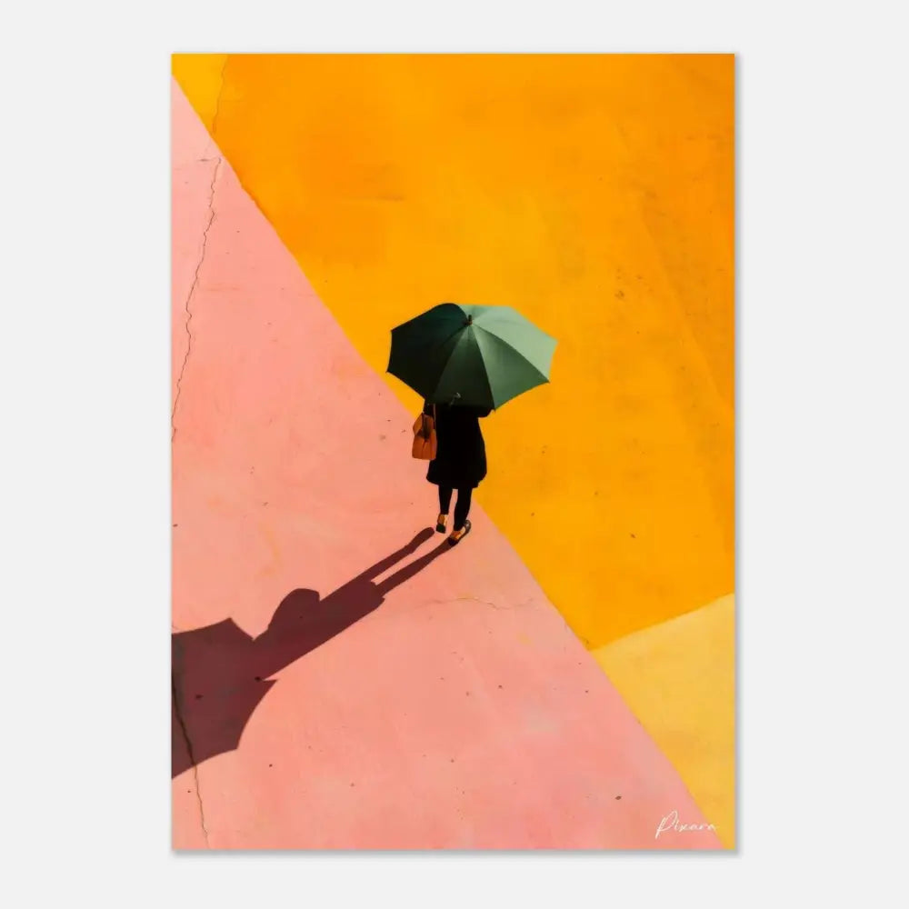 Un parapluie vert foncé avec une calotte classique, légèrement courbée.