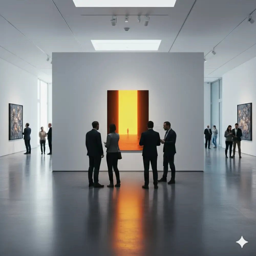 Une toile verticale frappante présentant un dégradé radiant du orange foncé au jaune vif, encadrée de blanc élégant.