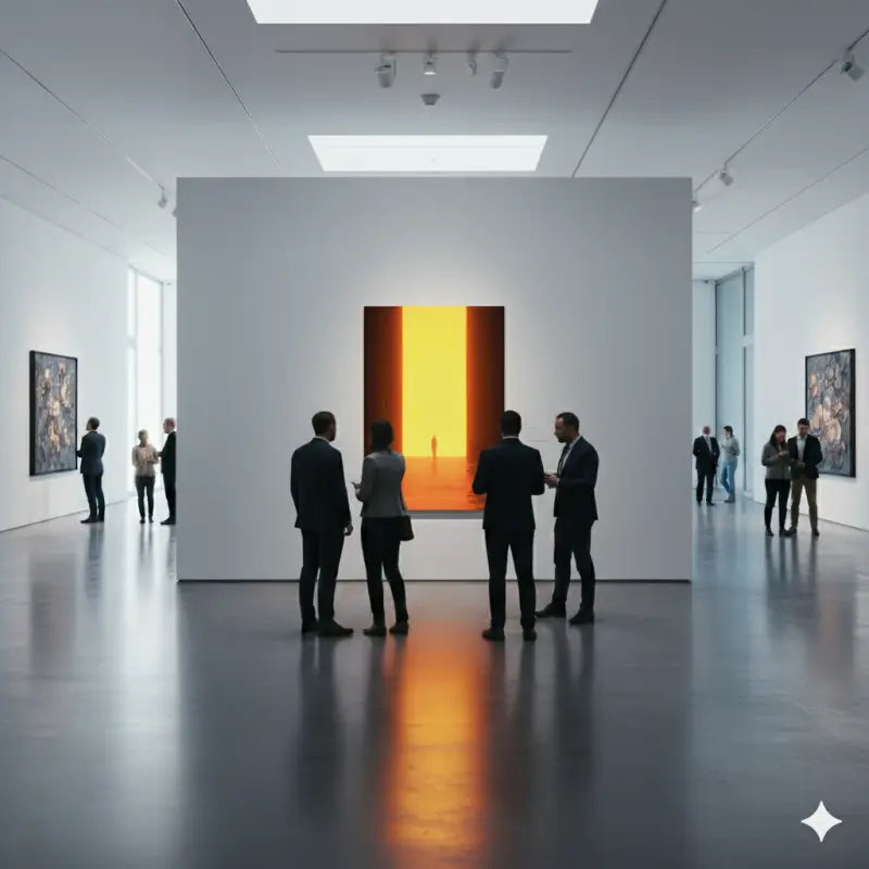 Une toile verticale frappante présentant un dégradé radiant du orange foncé au jaune vif, encadrée de blanc élégant.